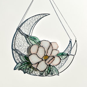 Beginner Stained Glass Pattern: Flower Moon, Boho PDF (Digital Download)