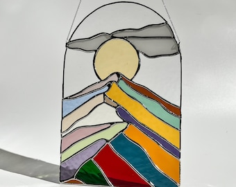 Mountain Stained Glass Pattern: DIY Suncatcher Wall Art (PDF Pattern)