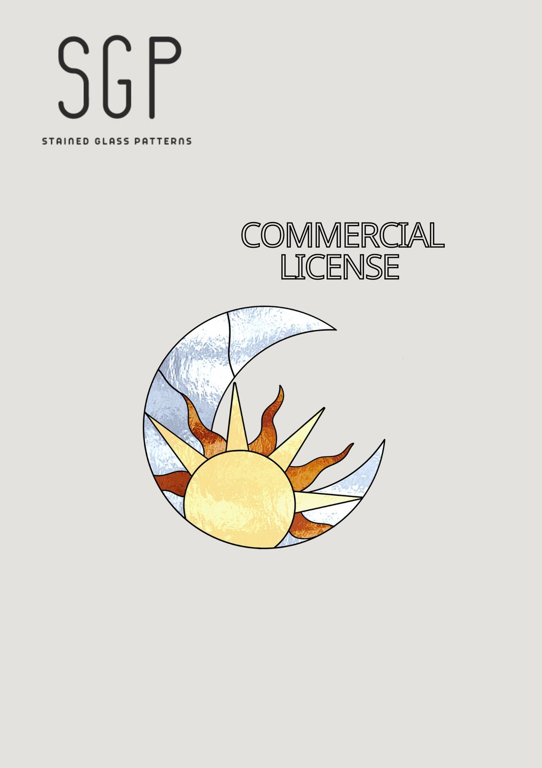 Stained Glass Pattern Sun and Moon Pattern PDF DIY Stained Glass DIY ...