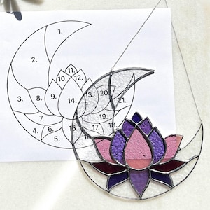 Stained Glass Lotus Flower Pattern: Beginner DIY Project (PDF Download, 7.08&quot; x 7.08&quot;)