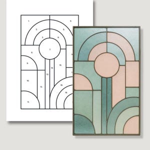 Stain glass pattern Art Deco Stained Glass Panel, Beginner Pattern, Stained glass Art Deco pattern Suncatcher, Window Hangings panel