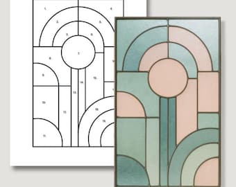 Art Deco Stained Glass Pattern: Beginner Suncatcher Panel (PDF, SVG)