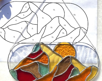 Mountain Stained Glass Pattern, DIY Suncatcher Digital Download Beginner Pattern Mountain Window Hanging Mountain Pattern PDF