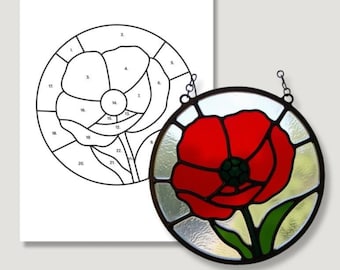 Stained Glass pattern poppy Suncatcher Pattern Stained glass flower pattern