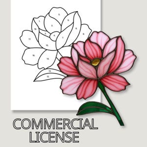 Peony Stained Glass Pattern: Beginner DIY Suncatcher (PDF, SVG)