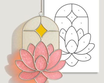 Lotus Stained Glass Pattern: DIY Suncatcher Window Decor (PDF & SVG)