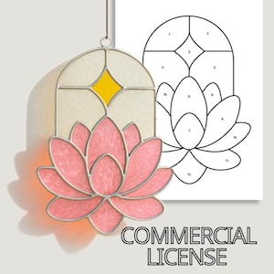 Lotus Stained glass Patterns Beginner Flower Suncatcher Stained glass pattern Lotus wall decor Window Hanging Glass pattern Flower