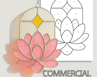 Lotus Stained Glass Pattern: Beginner Suncatcher, Flower Wall Decor (PDF & SVG Download)