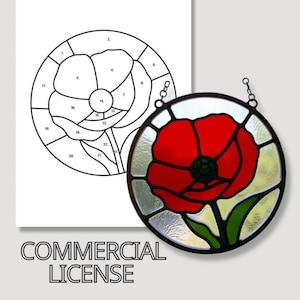 Poppy Stained Glass Pattern: Beginner Suncatcher DIY (Digital Download, PDF/SVG)