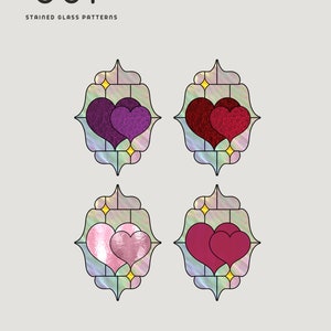 Heart Stained Glass Patterns Valentines Day, DIY Stained Glass, Digital ...