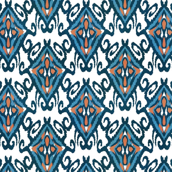 Blue Ikat Wallpaper - Etsy