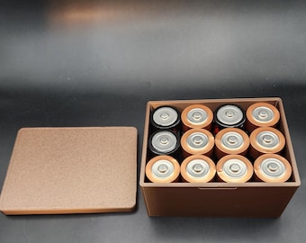 D Battery Holder |  Battery Box | Battery Organizer | Battery Storage | Battery Case | 3D Printed | 3D Printing | Large | Home