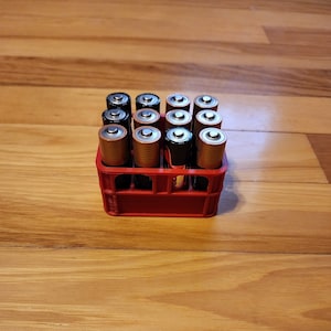 Battery Holder Crate (Low Top Version) | AA | AAA | Battery Case | 3D Printed | Battery Organizer | Storage | Small | Battery Storage | Home