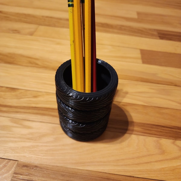 Tire Stack Pencil Holder | School | Cars | Desk | Office 3D Printed | Gift | Shelf | Pen