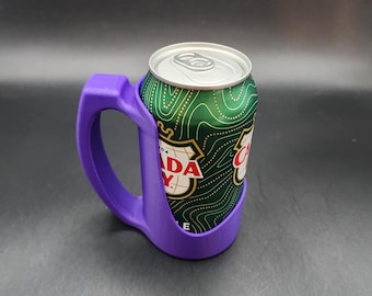 12 oz Soda Can Holder | Handle | Drinks | Pop | Beverage | 3D Printed | Beer | Mug | Gift | Grip | 3D Printed | Cover | Convenient | Useful