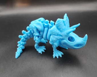 Articulated Triceratops Skeleton | Fidget | Cute | 3D Printed | Dinosaur | Flexible | Sensory | Detailed | Pet | Kids | Gift | Desk Toy