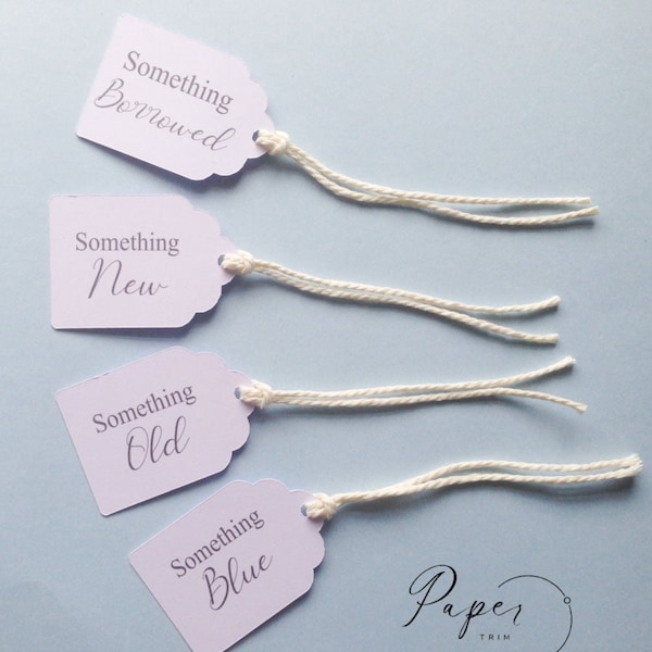 Something old, Something New, Something borrowed, Something Blue Tags pack of 4, Wedding Tags, Bride Tags, Bridal Tags