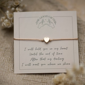 Cadeau de deuil attentionné et sentimental. Bracelet commémoratif coeur plaqué or 18 carats pour se souvenir d'un être cher après une perte, un décès, une fausse couche, un animal de compagnie