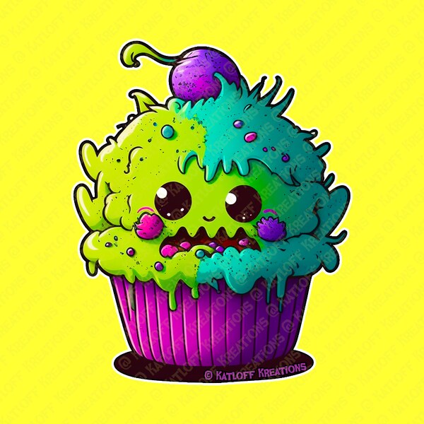 Snuggy Cakez - Krunge | Monster Cupcake Vinyl Sticker | Laptop Sticker