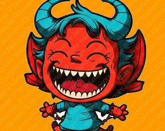 Little Dev - Devil Vinyl Sticker | Laptop Sticker | Satan | Cute Halloween Decoration