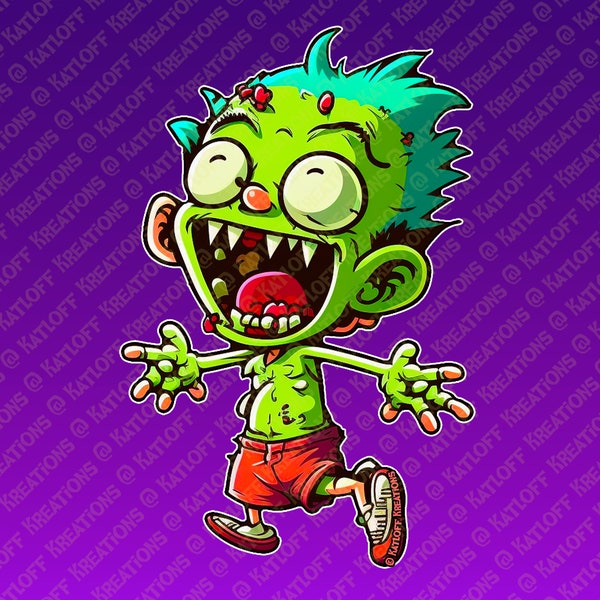 Little Zom - Zombie Vinyl Sticker | Laptop Sticker | Zombies | Cute Halloween Decoration | Walking Dead