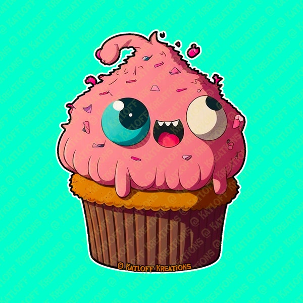 Snuggy Cakez - Bink | Monster Cupcake Vinyl Sticker | Laptop Sticker