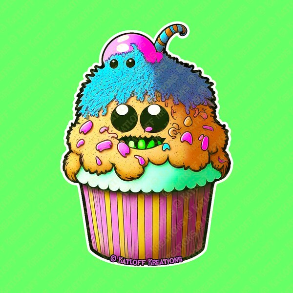 Snuggy Cakez - Glooby | Monster Cupcake Vinyl Sticker | Laptop Sticker