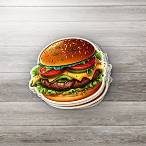 (3 Stickers Combo Deal) Hamburger Burger JDM Racing Skateboard Concession  Stand Car Window Bumper Sticker Decals 4”x5”
