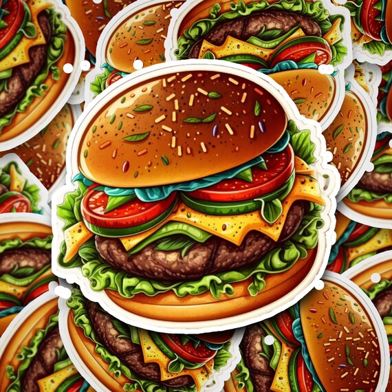 Cute Hamburger Sticker, Burger Sticker, Vinyl Sticker, Decal