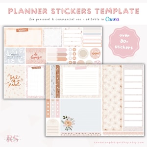 Canva Editable Sticker Template Boho Digital Planner Stickers Template