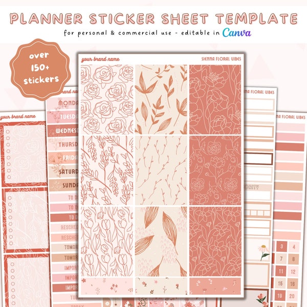 Canva Planner Sticker Template | Digital Planner Stickers Template | Sticker Sheet Template | Vertical Standard 1.5" | Commercial Use