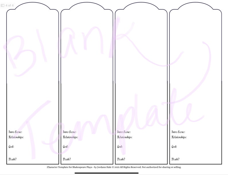 Printable Shakespeare’s King Lear Characters | Blank or Water Colored ...