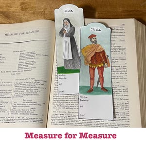 Shakespeares Maß für Maß Zeichen zum ausdrucken | blanko oder aquarelliert | Stoffpuppe, Stoffpuppe, Lesezeichen, Sehhilfe