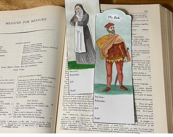 Printable Shakespeare’s Measure for Measure Characters | blank or water colored | paper doll, puppet, bookmark, visual aid