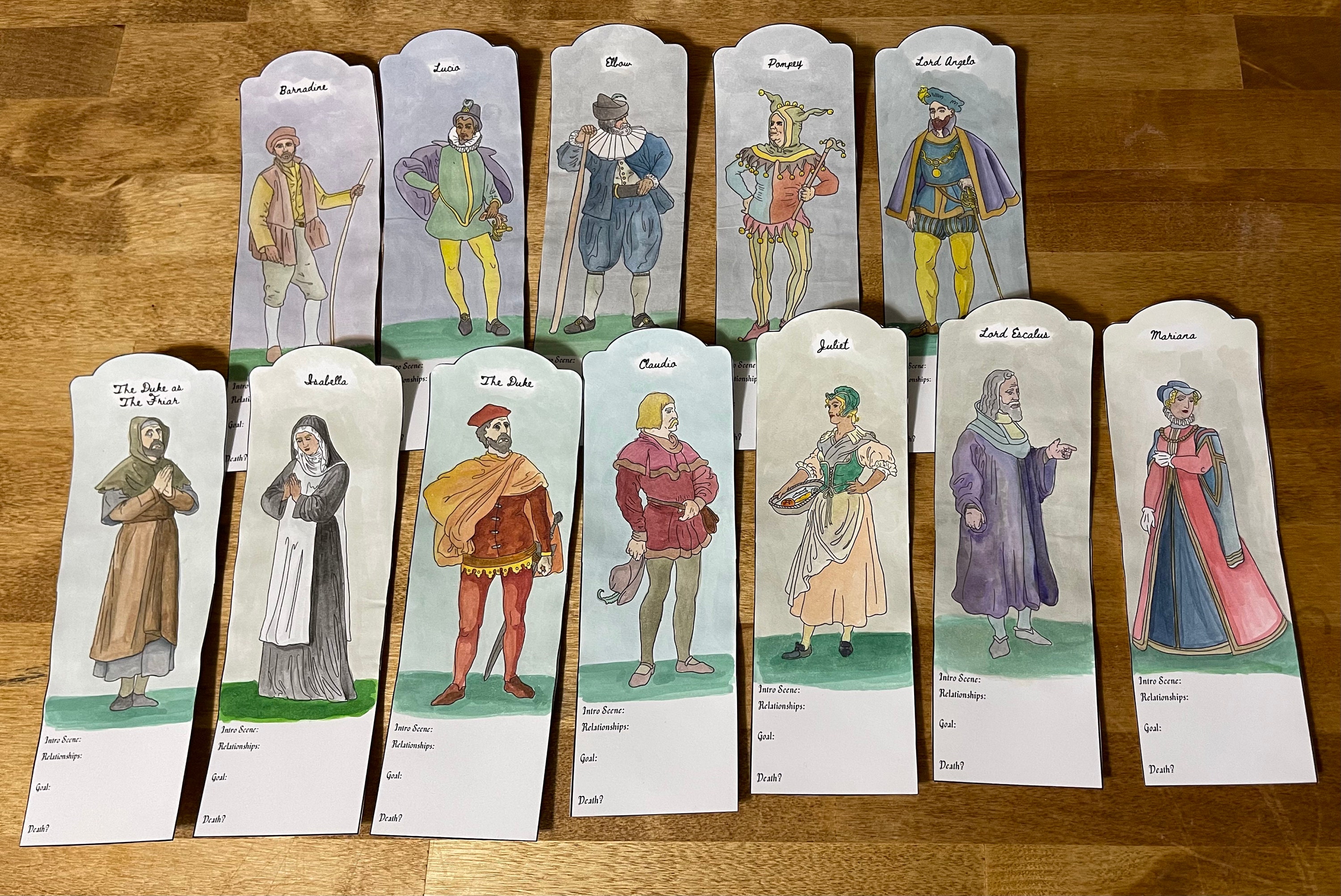 Printable Shakespeare’s Measure for Measure Characters | Blank or Water ...