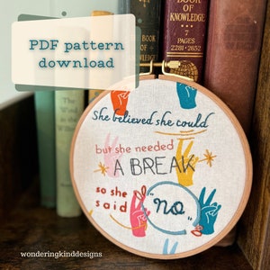 She Said No PDF Embroidery Pattern | Beginner Embroidery Pattern | DIY Embroidery | Inspirational Embroidery Pattern