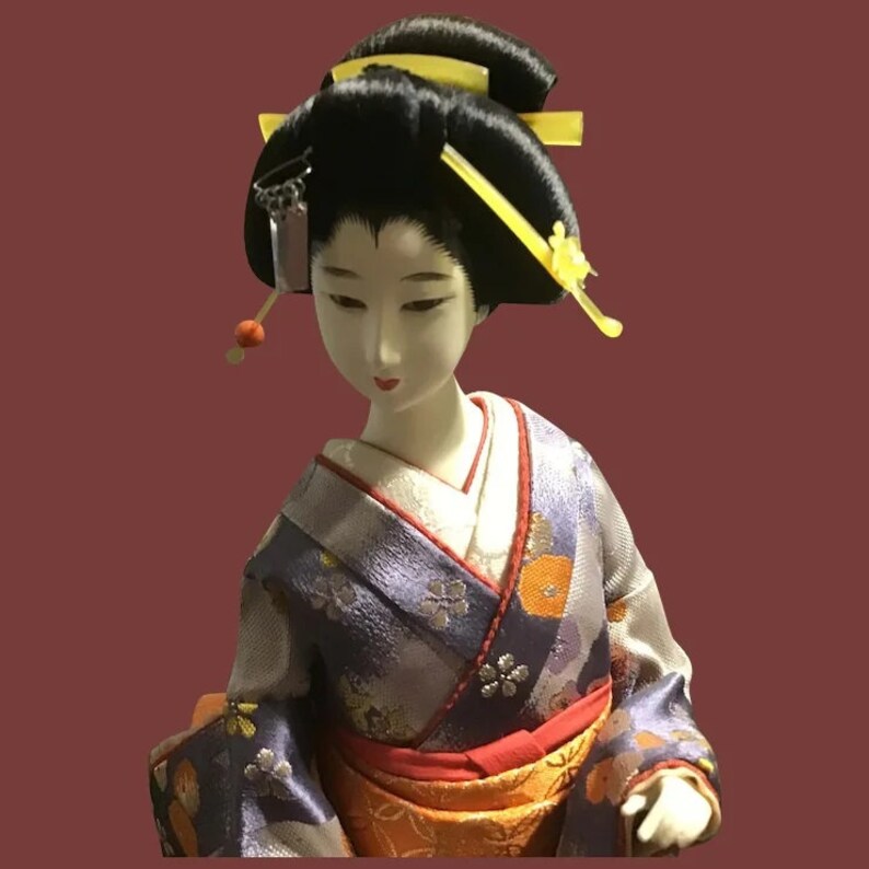 Beautiful Japanese GEISHA Doll Collectible Doll Floral Kimono Etsy