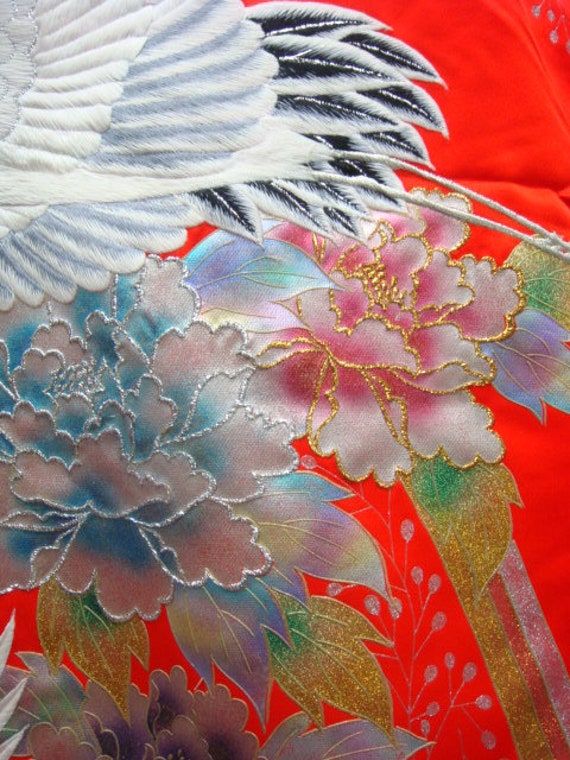 Japanese Uchikake WEdding Dress| Crane Kimono Dre… - image 9
