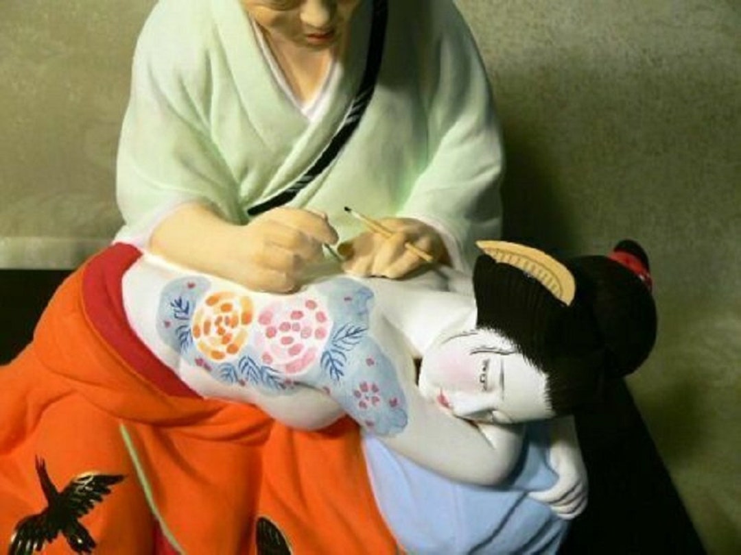 Japanese Hakata Doll Rare Tattoo Artist Geisha Woman Collectible Doll, Geisha Doll Gifts