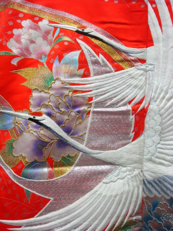 Japanese Uchikake WEdding Dress| Crane Kimono Dre… - image 7