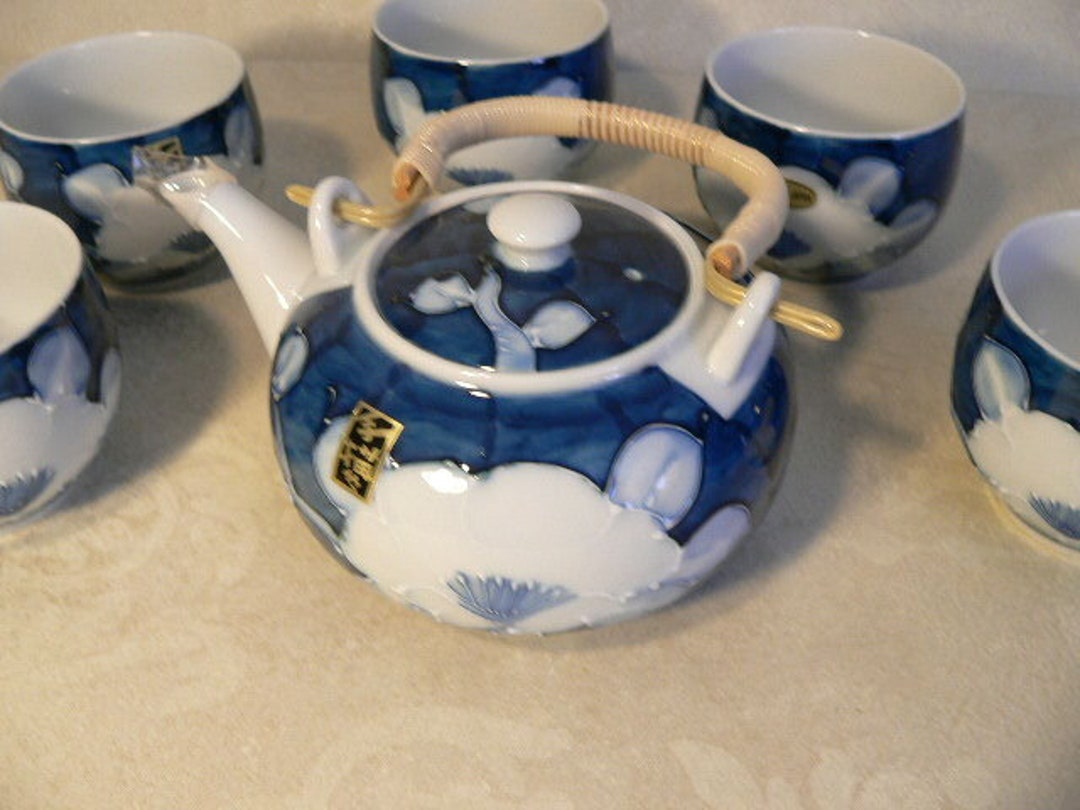 Gosutake Porcelain Japanese Tea Set Orchid Motif Tea Cups Gifts Home