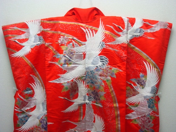 Japanese Uchikake WEdding Dress| Crane Kimono Dre… - image 4