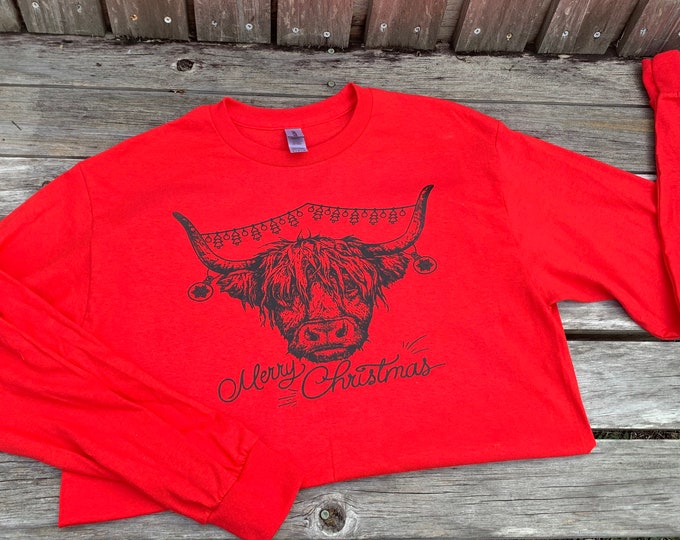 Merry Christmas Highland Long Sleeve Shirt