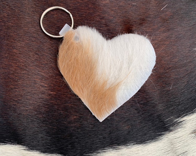 Assorted Cowhide Heart Keychain