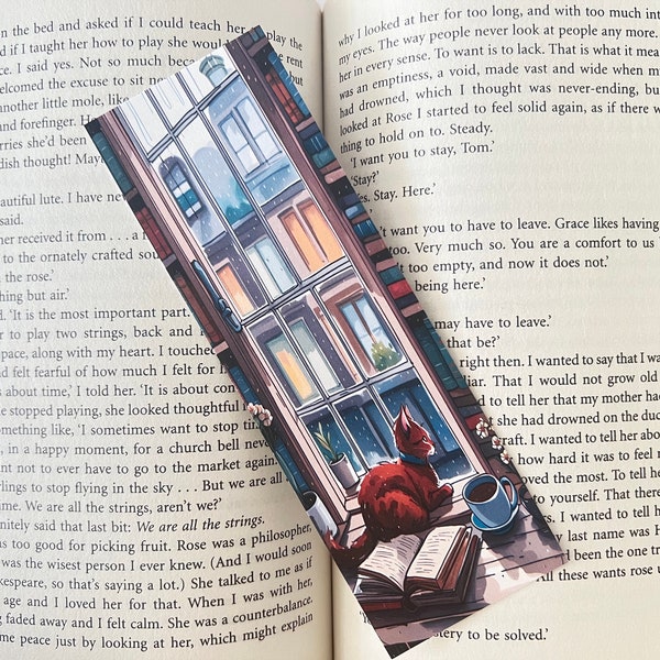 Cat by Window Bookmark / Bookmarks / Bookish Gifts / Page Markers / Book Lovers / Cat Lovers