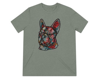 Frenchie Flowers #4 Unisex Tri-Blend T-Shirt