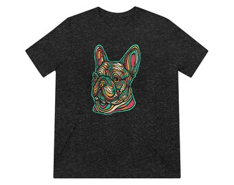 Frenchie Flowers #4 Unisex Tri-Blend T-Shirt