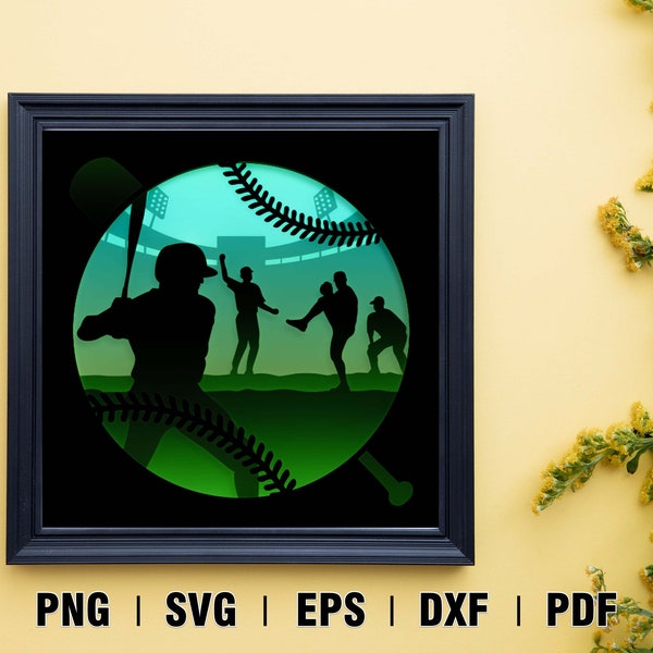 3D Baseball Shadow Box Svg, Baseball Svg, Baseball Mom Svg, 3d Baseball Svg, Baseball Layered Svg, Light Box Template, Digital dowload