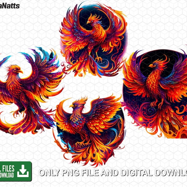 Fire Phoenix Watercolor Sublimation Png, Fire Phoenix  Watercolor Bundle Clipart, Watercolor Png, Digital Download, Sublimation design