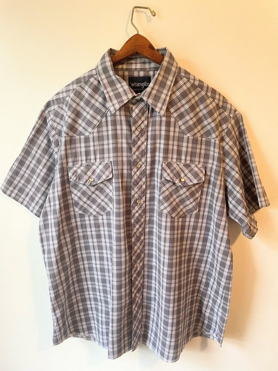 Wrangler Pearl Snap Western Shirt. Short Sleeve Brown… - Gem